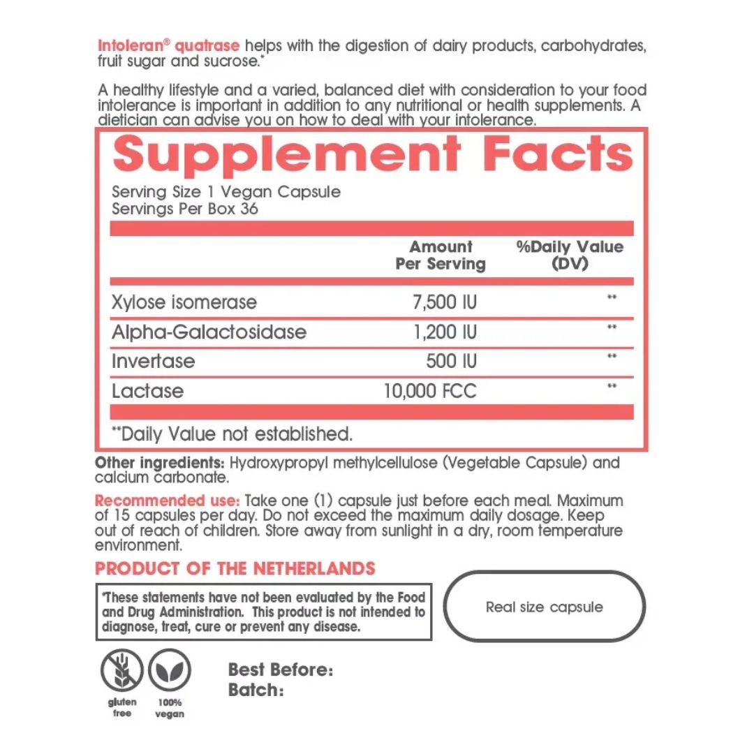 Intoleran Quatrase 10,000 (5 capsules, Trial Pack)