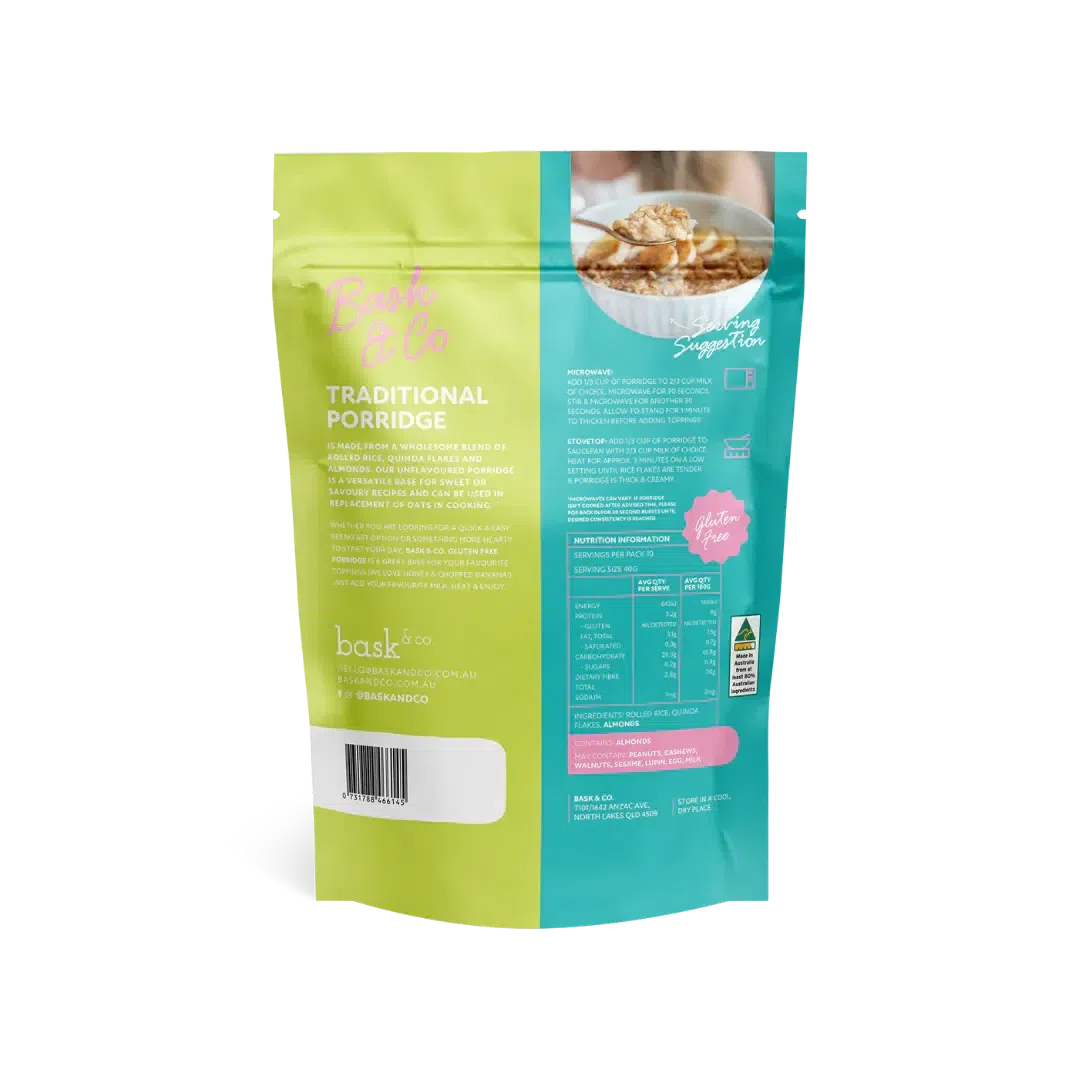 Bask & Co. Gluten Free Porridge - Traditional (400g)