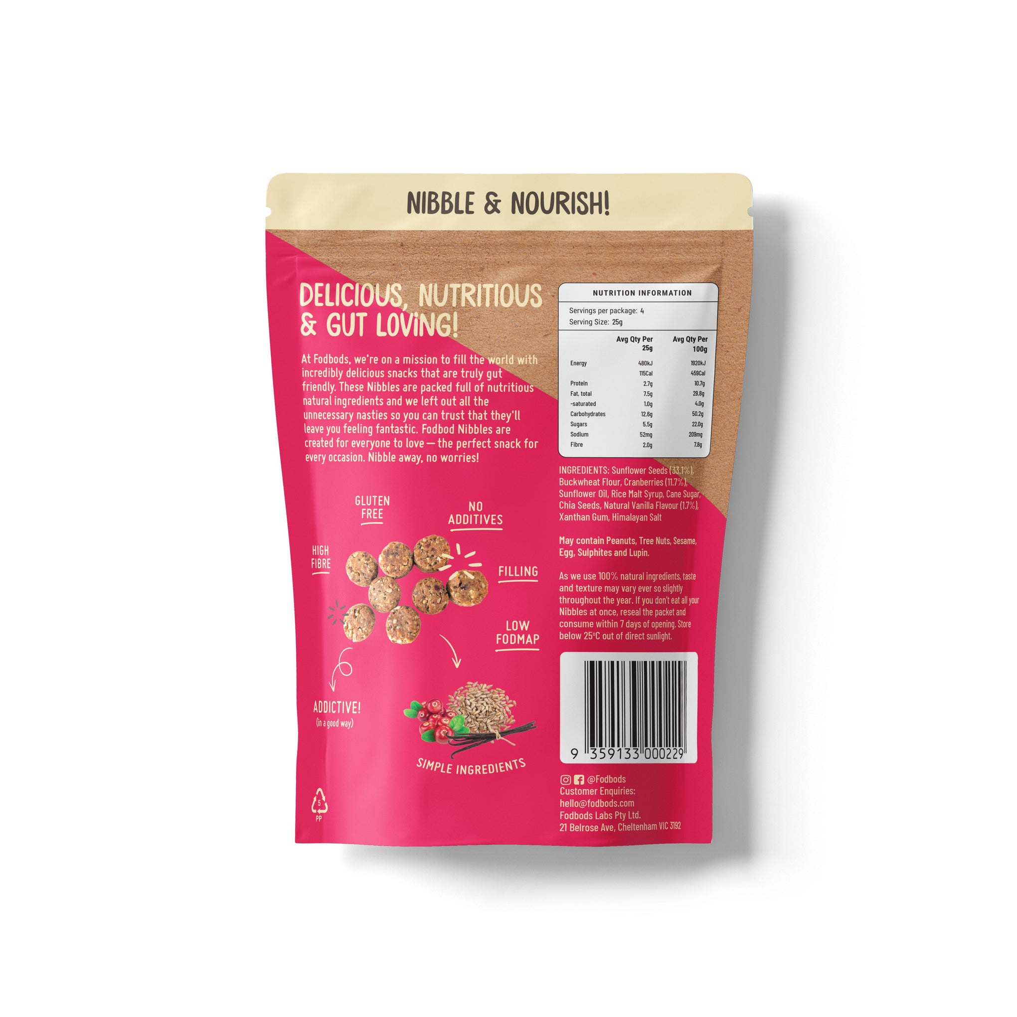 Fodbods Cranberry Vanilla Nibbles (100g)