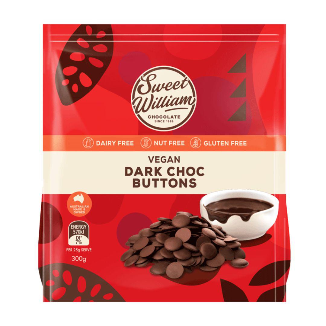 Sweet William Dark Choc Buttons (300g) - NEW RECIPE!