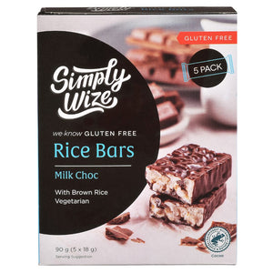 Simply Wize Gluten Free Rice Bars - Milk Choc (90g)