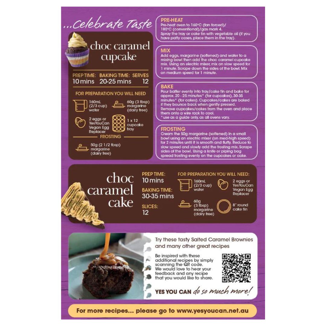 YesYouCan Choc Caramel Cupcake Mix (450g)