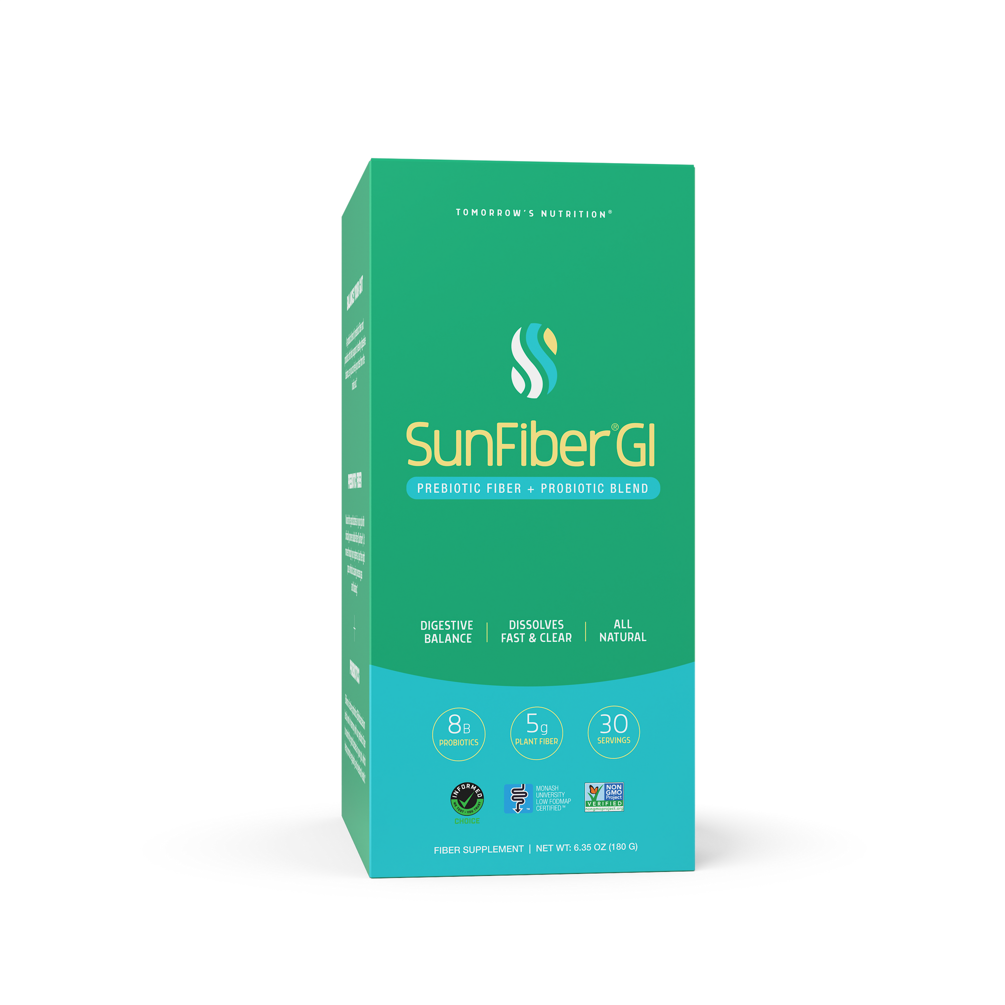 Tomorrow's Nutrition Sunfiber GI Partially Hydrolysed Guar Gum PHGG + Probiotics - 30 Stick Packs (180g)