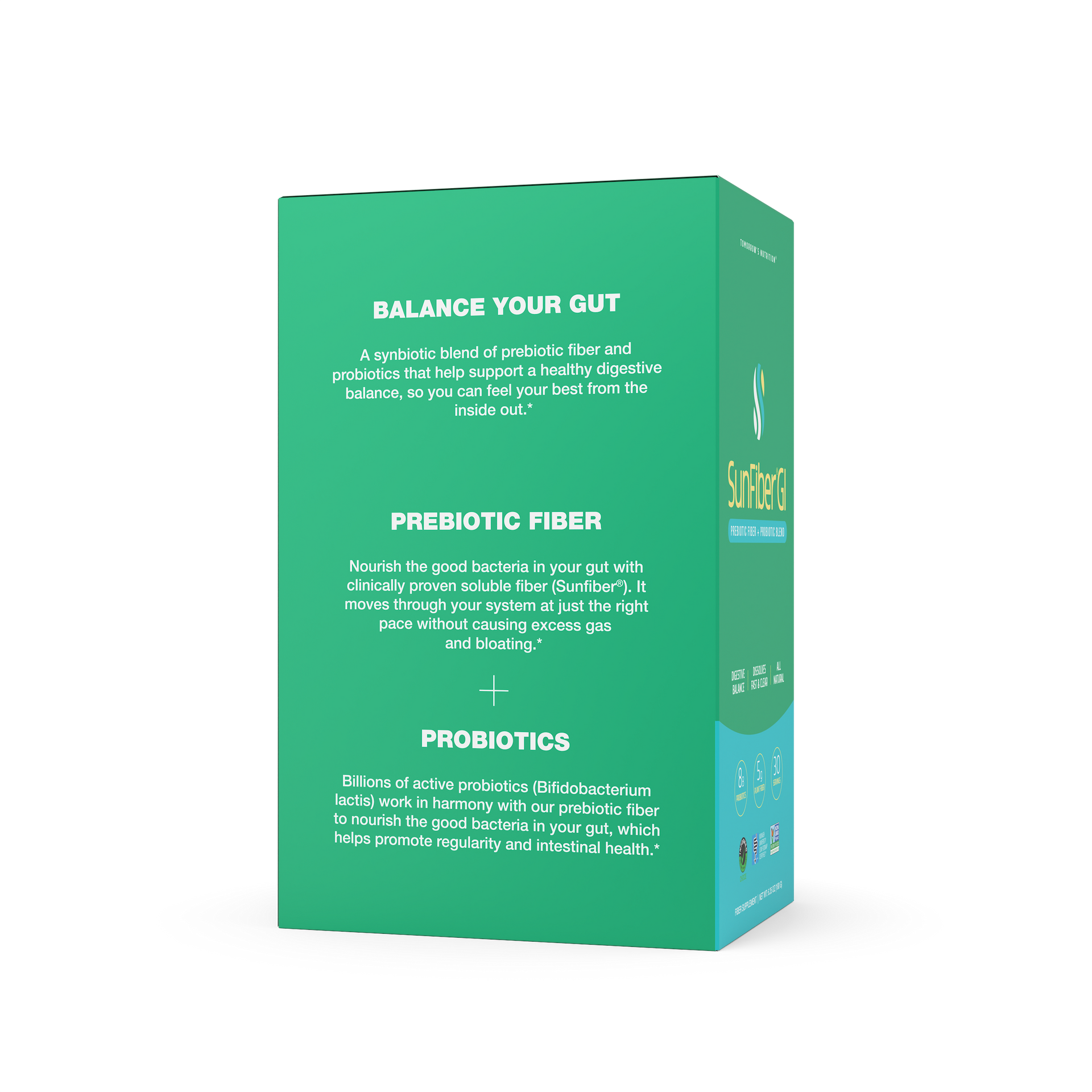 Tomorrow's Nutrition Sunfiber GI Partially Hydrolysed Guar Gum PHGG + Probiotics - 30 Stick Packs (180g)