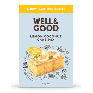 Well & Good Lemon Coconut Cake with Goji Berry Icing (475g)
