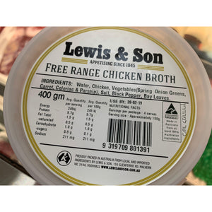 Lewis & Son Free Range Chicken Broth, Medium (800g) - REQUIRES REFRIGERATION