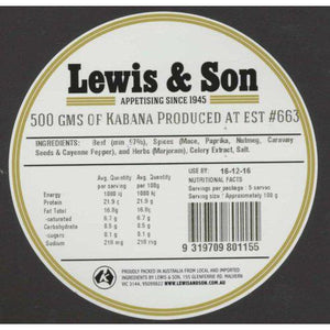 Lewis & Son Natural Kabana (500g) - REQUIRES REFRIGERATION