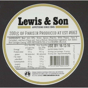 Lewis & Son Natural Pariser (200g) - REQUIRES REFRIGERATION