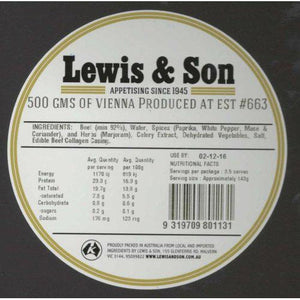 Lewis & Son Natural Vienna (500g) - REQUIRES REFRIGERATION