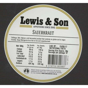 Lewis & Son Sauerkraut (500g) - REQUIRES REFRIGERATION