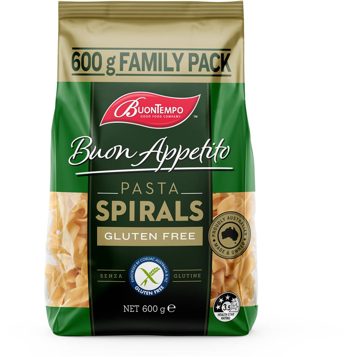 Buontempo Gluten Free Pasta Spirals Family Pack (600g)-Pasta & Noodles-Foods ﻿Online Australia | FodShop