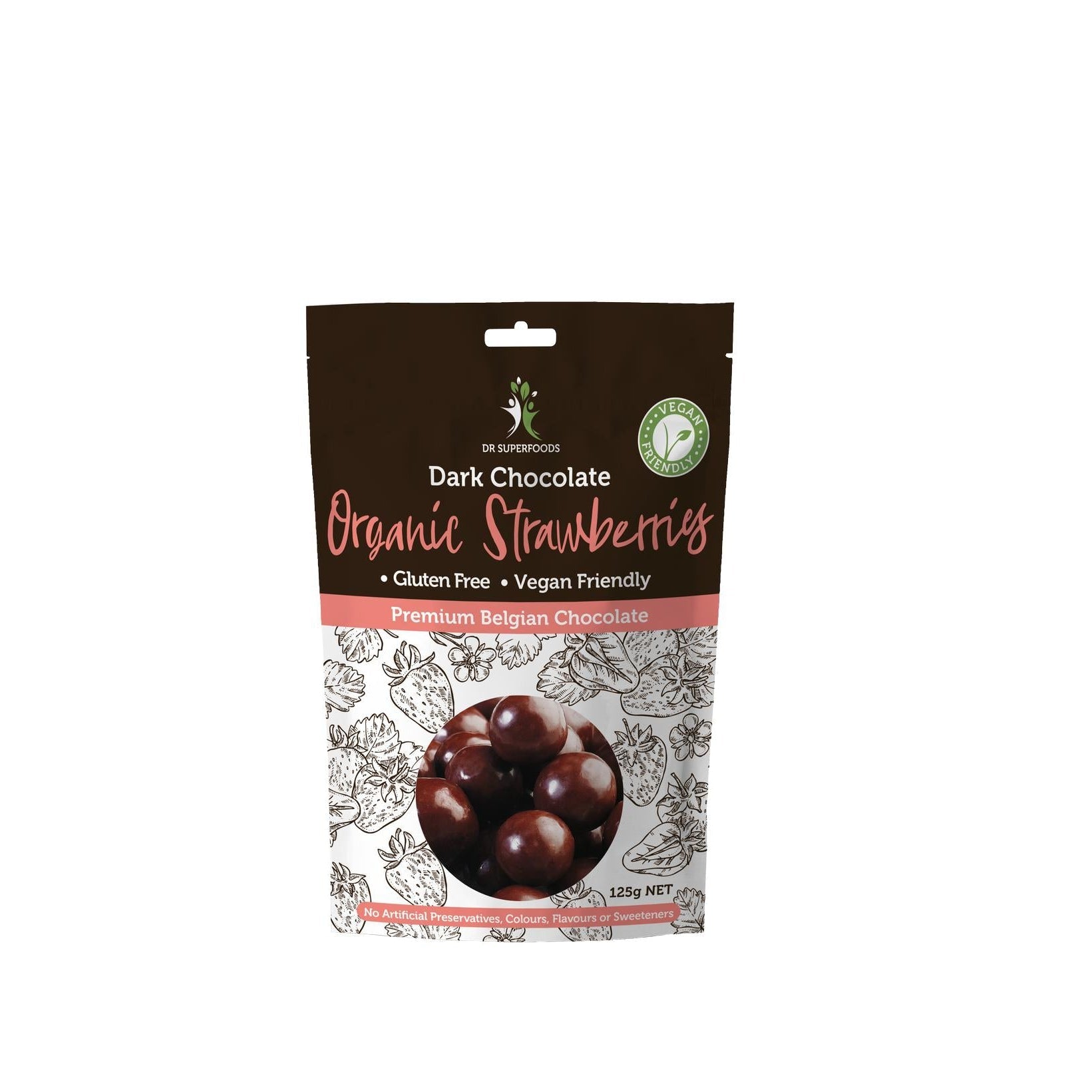 Dr Superfoods Dark Chocolate Organic Strawberries (125g)-Candied & Chocolate Covered Fruit-Foods ﻿Online Australia | FodShop