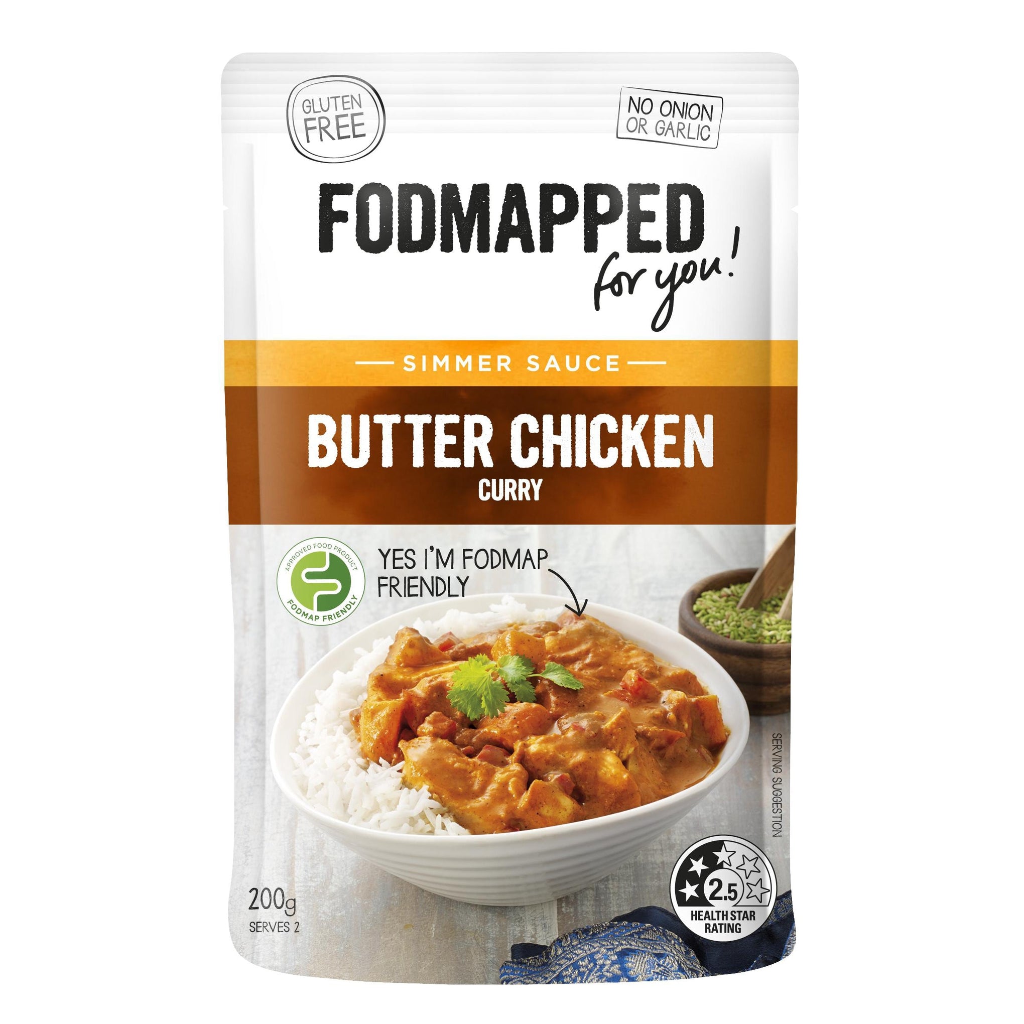 FODMAPPED For You Butter Chicken Simmer Sauce (200g)-Curry Sauce-Foods ﻿Online Australia | FodShop