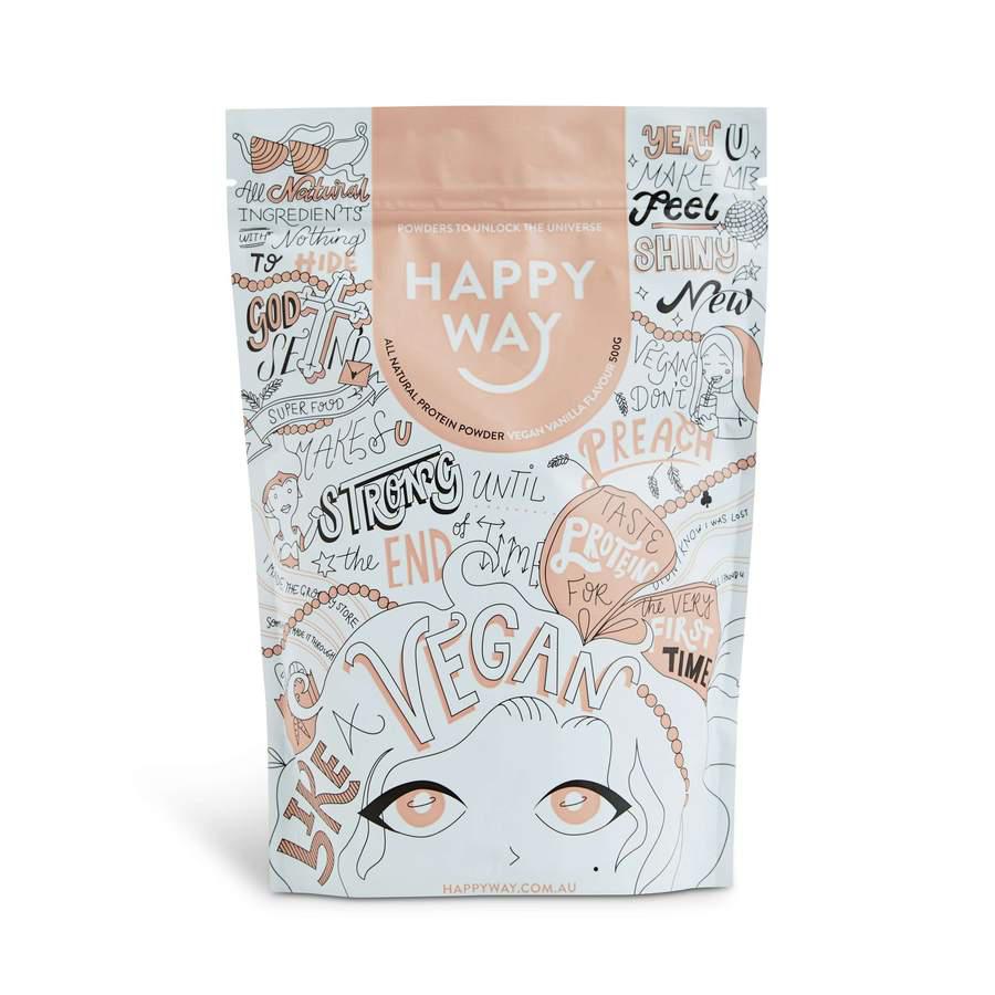 Happy Way Pea Protein Powder Vanilla (500g)-Vitamins & Supplements-Foods ﻿Online Australia | FodShop