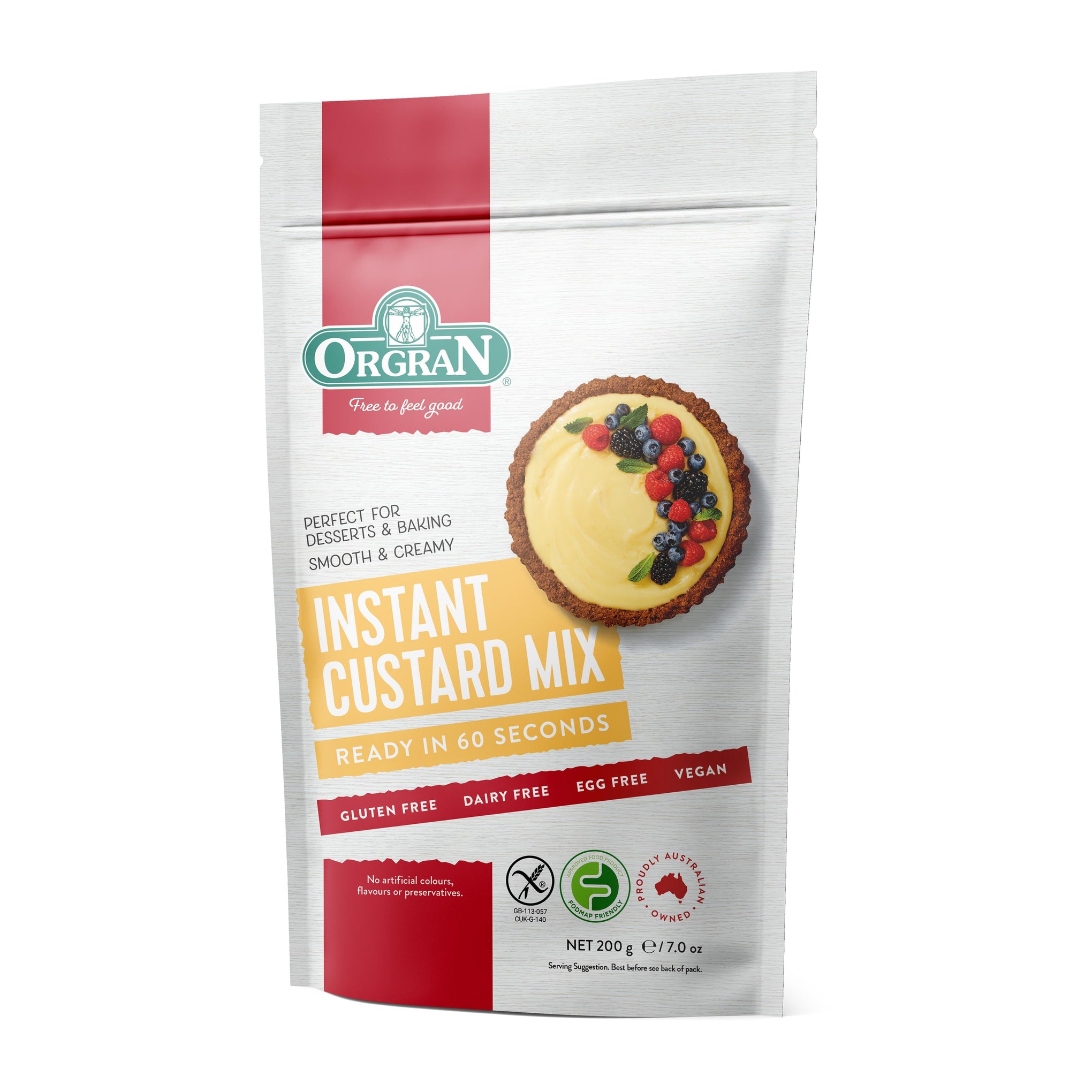 Orgran Instant Custard Mix (200g)-Dessert Toppings-Foods ﻿Online Australia | FodShop
