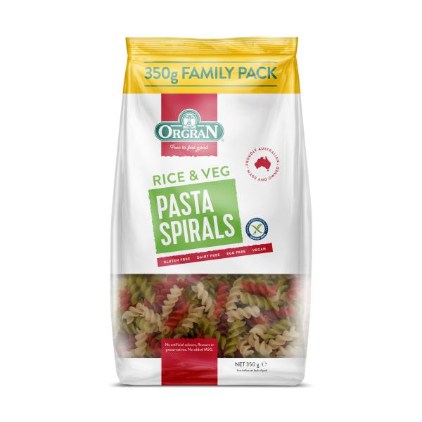 Orgran Rice & Vegetable Pasta Spirals (350g)-Pasta & Noodles-Foods ﻿Online Australia | FodShop