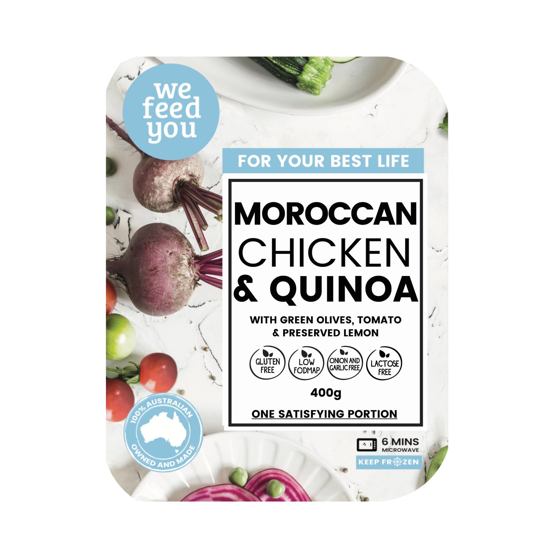 We Feed You Moroccan Chicken with Quinoa, Green Olives, Tomato & Lemon - FROZEN PRODUCT - DELIVERY ONLY-Prepared Meals & Entrées-Foods ﻿Online Australia | FodShop